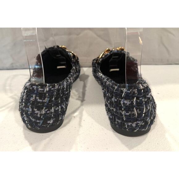 Steve Madden Famed Tweed Loafer Womens Shoe Size 6M Blue Silver Slip On Chain - Picture 5 of 6